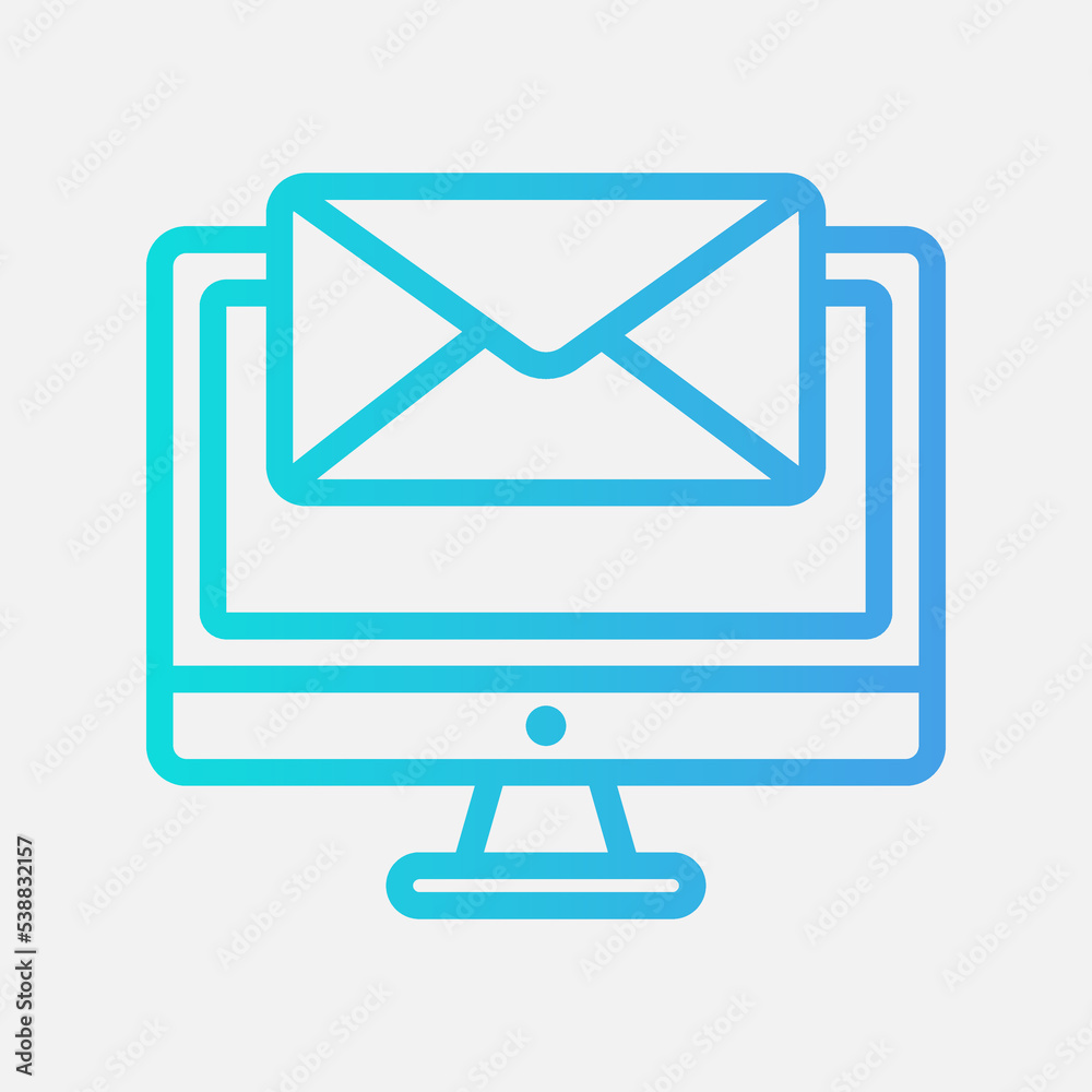 Computer icon in gradient style about email, use for website mobile app presentation Computer icon in gradient style about email, use for website mobile app presentation