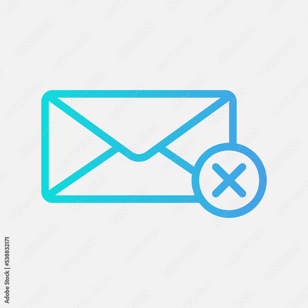 Delete icon in gradient style about email, use for website mobile app presentation Delete icon in gradient style about email, use for website mobile app presentation