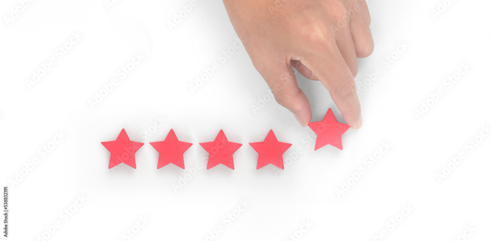Rise on increasing five stars in human hand Rise on increasing five stars in human hand
