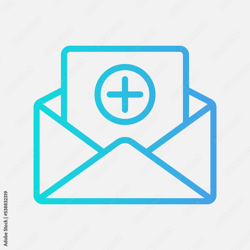 New email icon in gradient style, use for website mobile app presentation New email icon in gradient style, use for website mobile app presentation