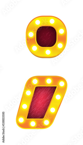 semicolon retro cinema light bulb sign alphabet
