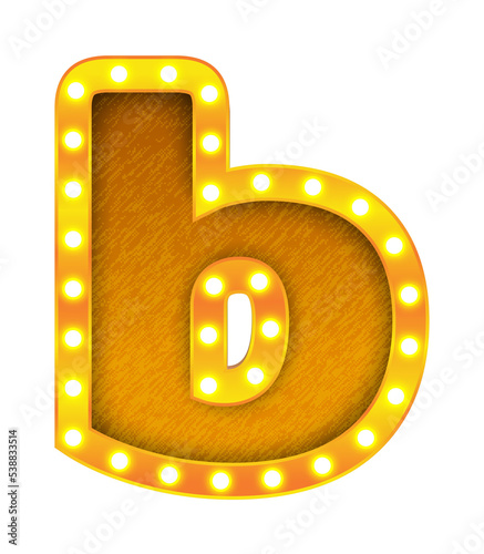 b retro cinema light bulb sign alphabet