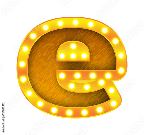 e retro cinema light bulb sign alphabet