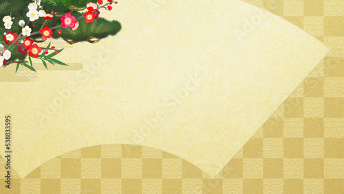 Golden oriental background material depicting auspicious things