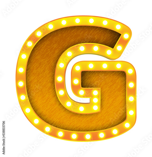 g retro cinema light bulb sign alphabet