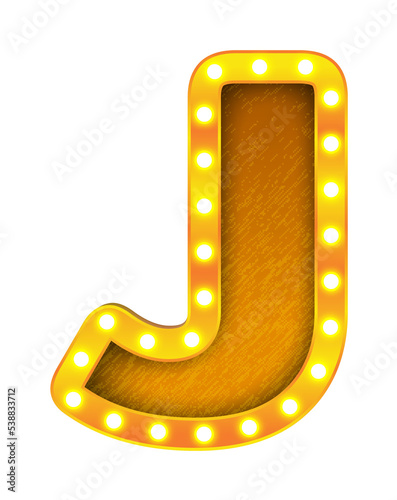 j retro cinema light bulb sign alphabet