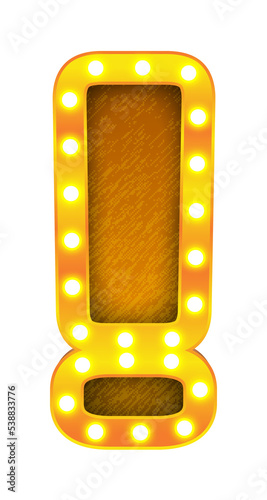 exclamation retro cinema light bulb sign alphabet