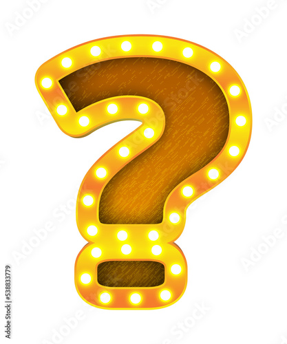 question retro cinema light bulb sign alphabet