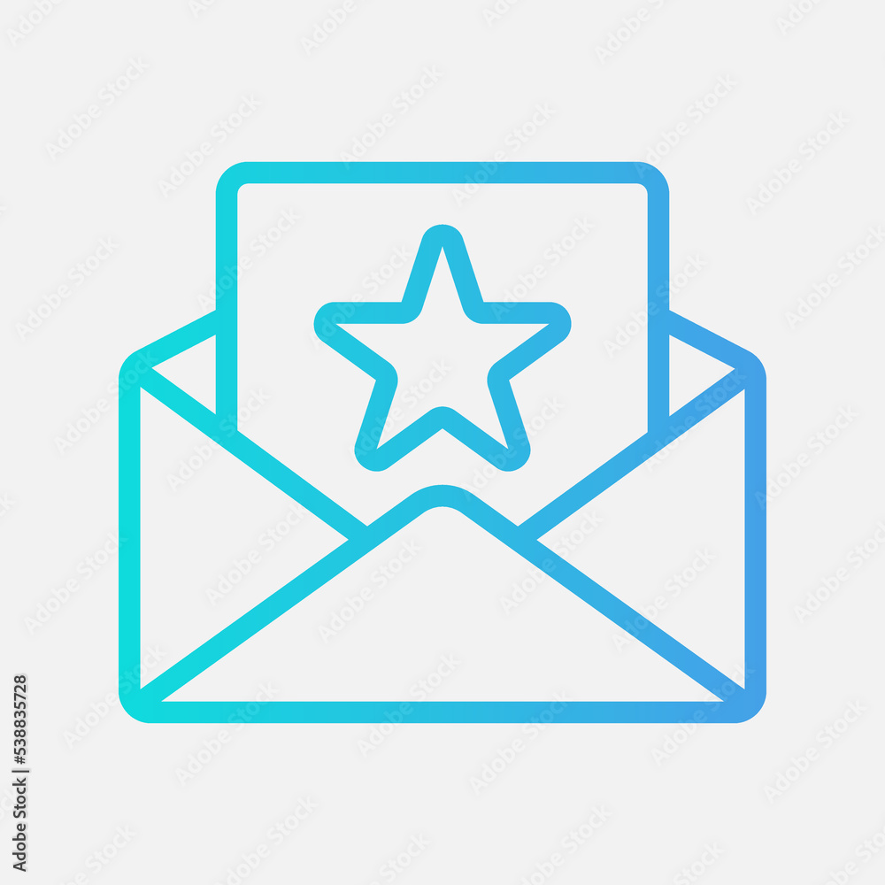 Favourite icon in gradient style about email, use for website mobile app presentation Favourite icon in gradient style about email, use for website mobile app presentation