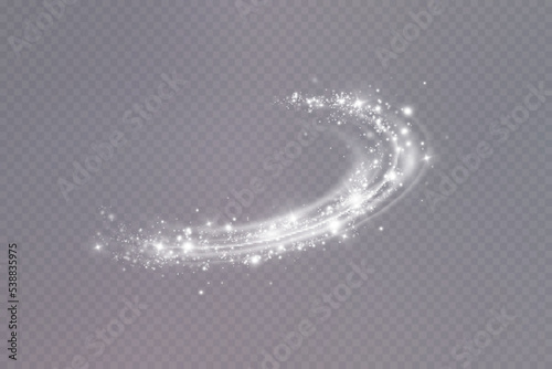  Magic spiral with sparkles.White light effect.Glitter particles with lines.Swirl effect.