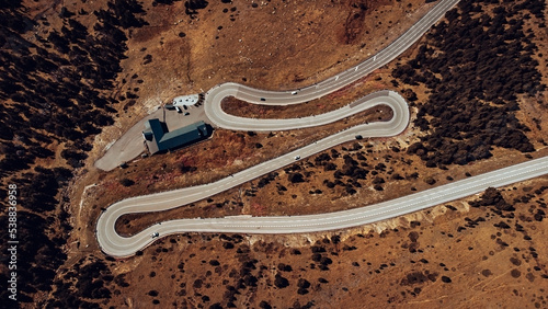 Andorra, Aerial view of El Pas de la Casa pass in autumn photo