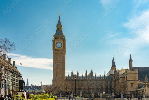 UK, England, London, Parliament Square with Elizabeth Tower in background photo