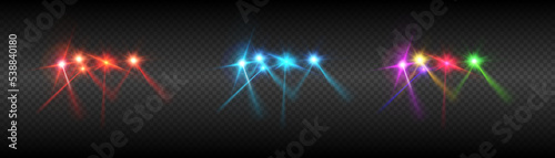 Scene lighting collection, translucent lighting effects. Bright lighting with spotlight.