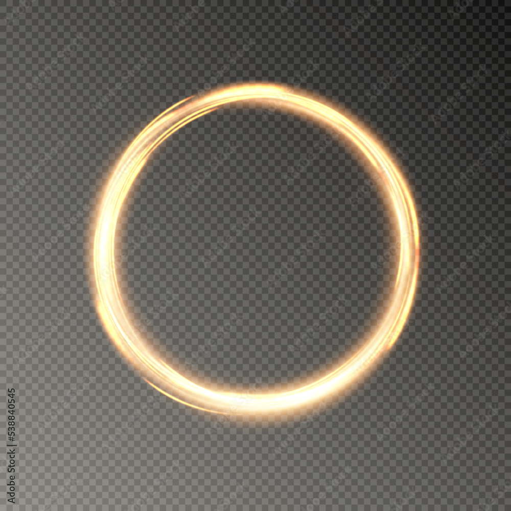 Fire light circle trail of sparkling gold glitter, vector glow flare swirl  on transparent background. Abstract vector fire circle, sparkling swirl.  Stock royalty free vector illustration. PNG Stock Vector | Adobe Stock