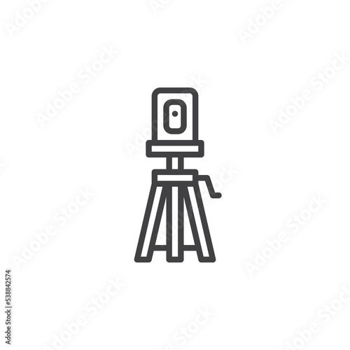 Laser level on tripod line icon