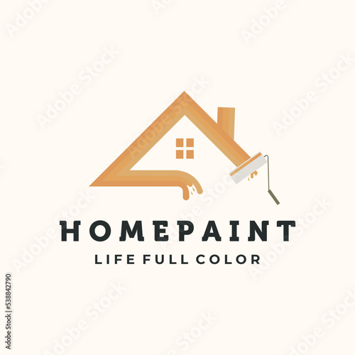 home paint vintage logo vector minimalist illustration design, home with color symbol design