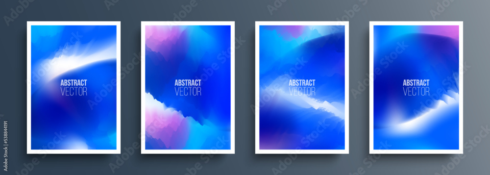 Fototapeta premium Set of abstract backgrounds with bright blue gradients for your creative graphic design. Deep blue. Vector illustration.