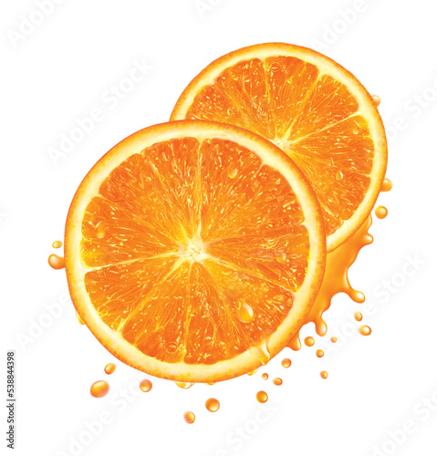 Orange, juice splash, isolated on white background