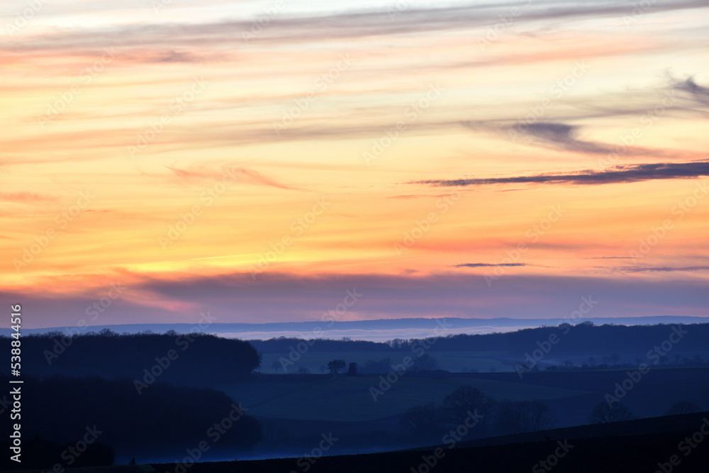 Beautiful orange clouds at twilight