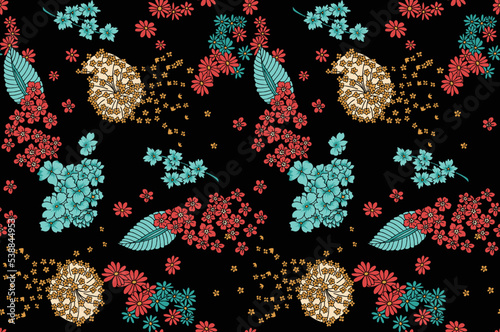 Classic Seamless Wallpaper Vintage Floral Pattern On a Black Background
