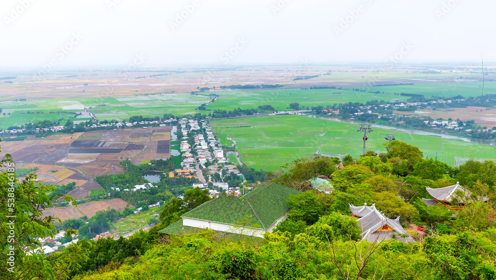 View Of Chau Doc From Sam Mountain In Vietnam. This is a spiritual land that attracts to visit