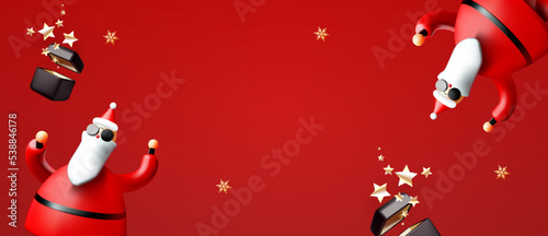 Merry Christmas and Happy New Year design template with cool Santa Claus