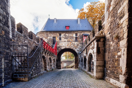 Ponttor - medieval city gate in Aachen, Germany. View inside the foregate photo