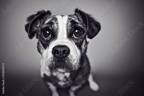 Portrait of a sad, lonely dog who needs an adoption, 3d illustration for animal protection association