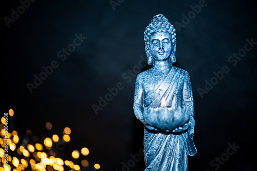 Netherlands. October 2022.buddha statue in calm rest pose. Shakyamuni Buddha is a spiritual teacher, one of the three world religions. photo