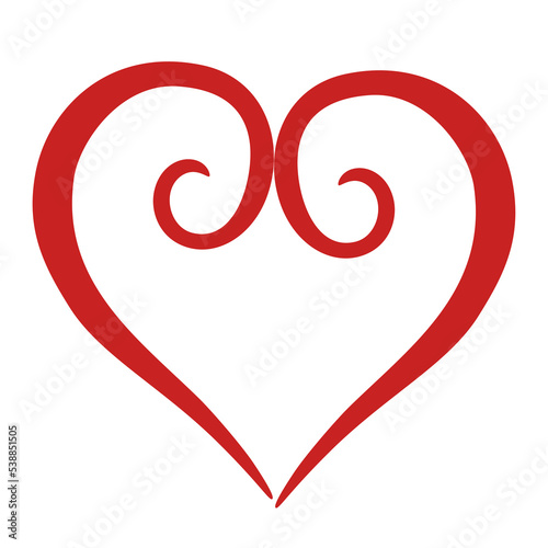 Heart and love. Heart for Valentine's day. Holiday of all lovers. Valentine's Day 2021. February 14. Red icon. Flat design. Vector hand draw illustration.