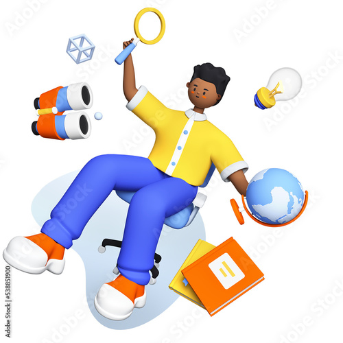 Diligent student and education - modern realistic 3d illustration