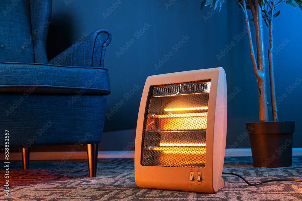 Modern electric infrared heater in the living room