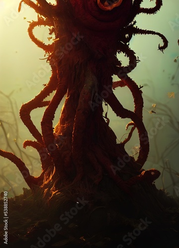 Octopus Like Sea Monster with Disgusting tentacles  - Digital Art, Concept Art, 3D Render photo