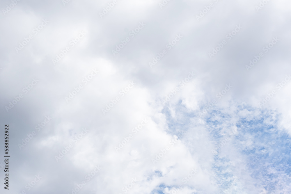 Fototapeta premium Cloudy blue sky with white cloud in daytime, space for text on background.