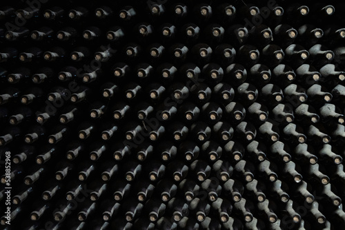 Bottles of wine cellar a lot of corks background