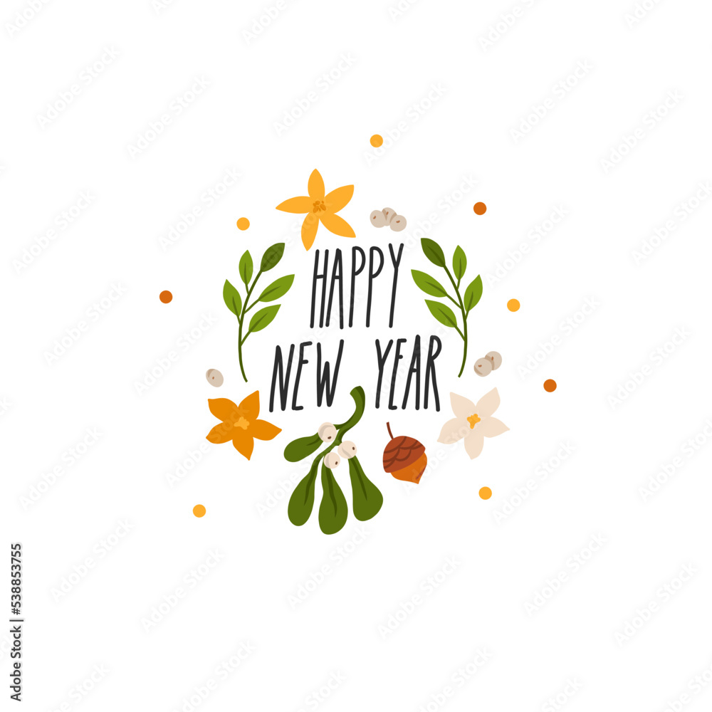 Vecteur Stock Hand drawn vector abstract graphic Merry Christmas and