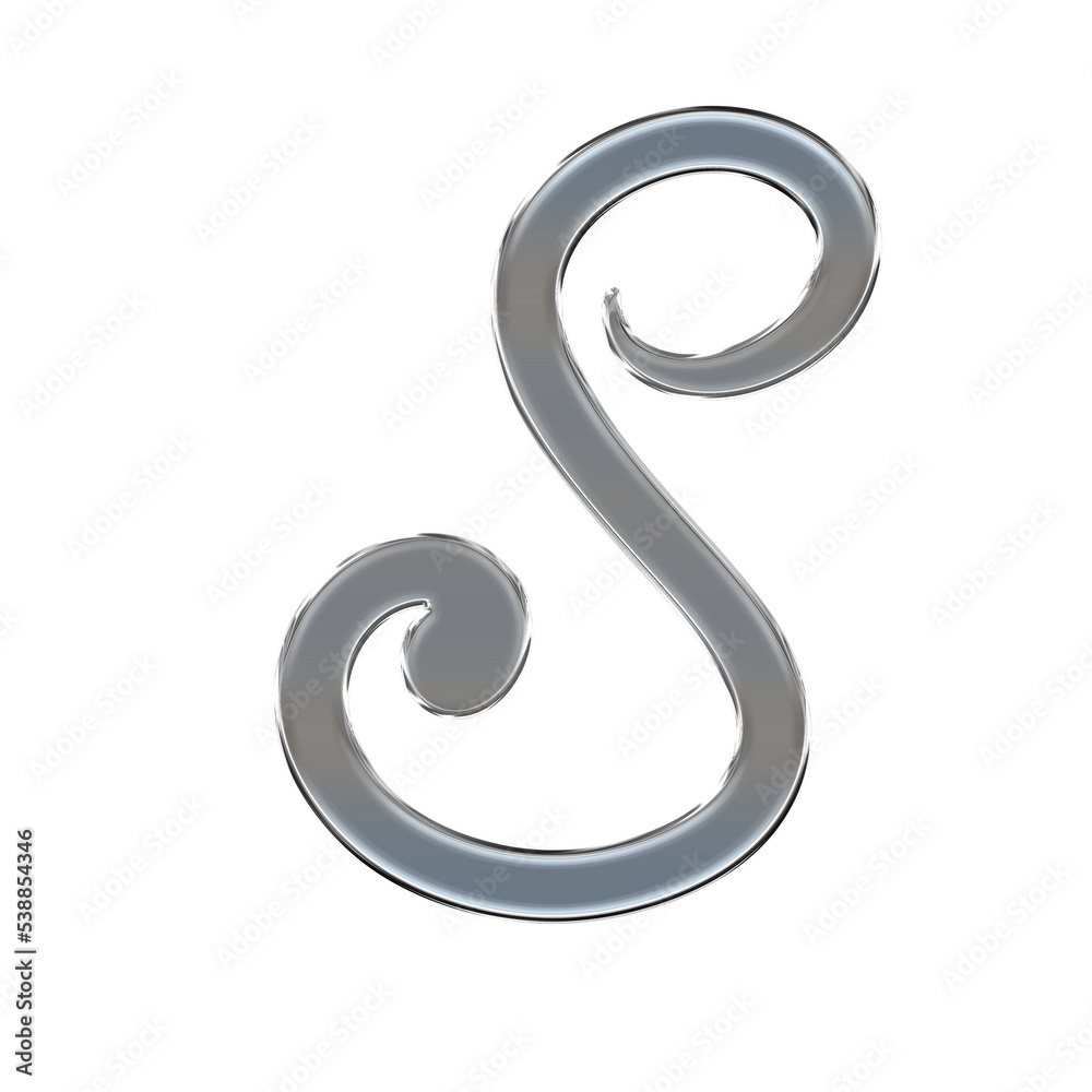 Silver Chrome Calligraphy Alphabet Letter S, Cursive S Stock Illustration | Adobe Stock