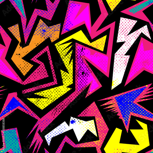 Abstract seamless pattern with curved geometry elements