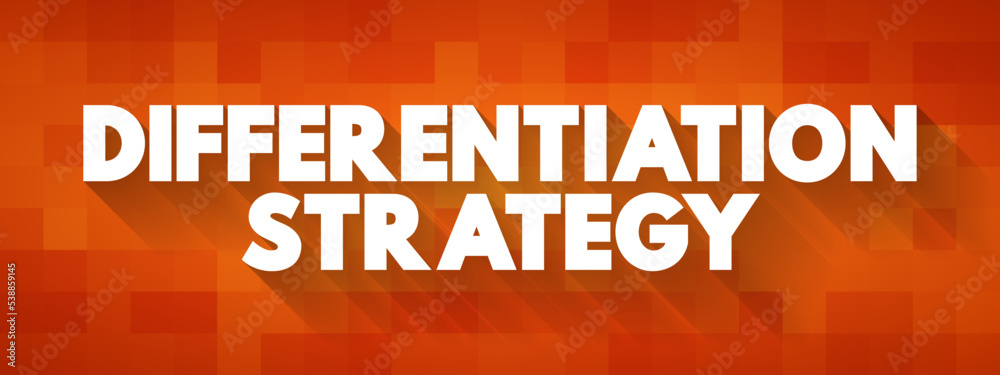 Differentiation Strategy is an approach businesses develop by providing customers with something unique, different and distinct from items in the marketplace, text concept background Differentiation Strategy is an approach businesses develop by providing customers with something unique, different and distinct from items in the marketplace, text concept background