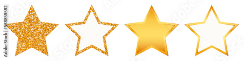 Set Vier Gerade Sterne Glitzer Und Glanz Warmes Gold