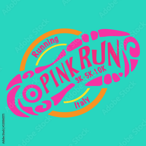 Pink run footprint drawing for women 
