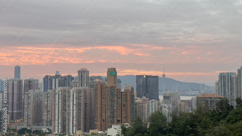 Obraz premium Macau city skyline at sunset