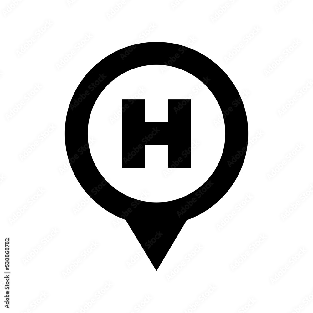 Obraz premium Hospital Location Flat Vector Icon