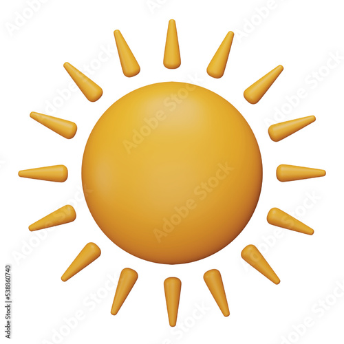 Sun 3d rendering isometric icon.