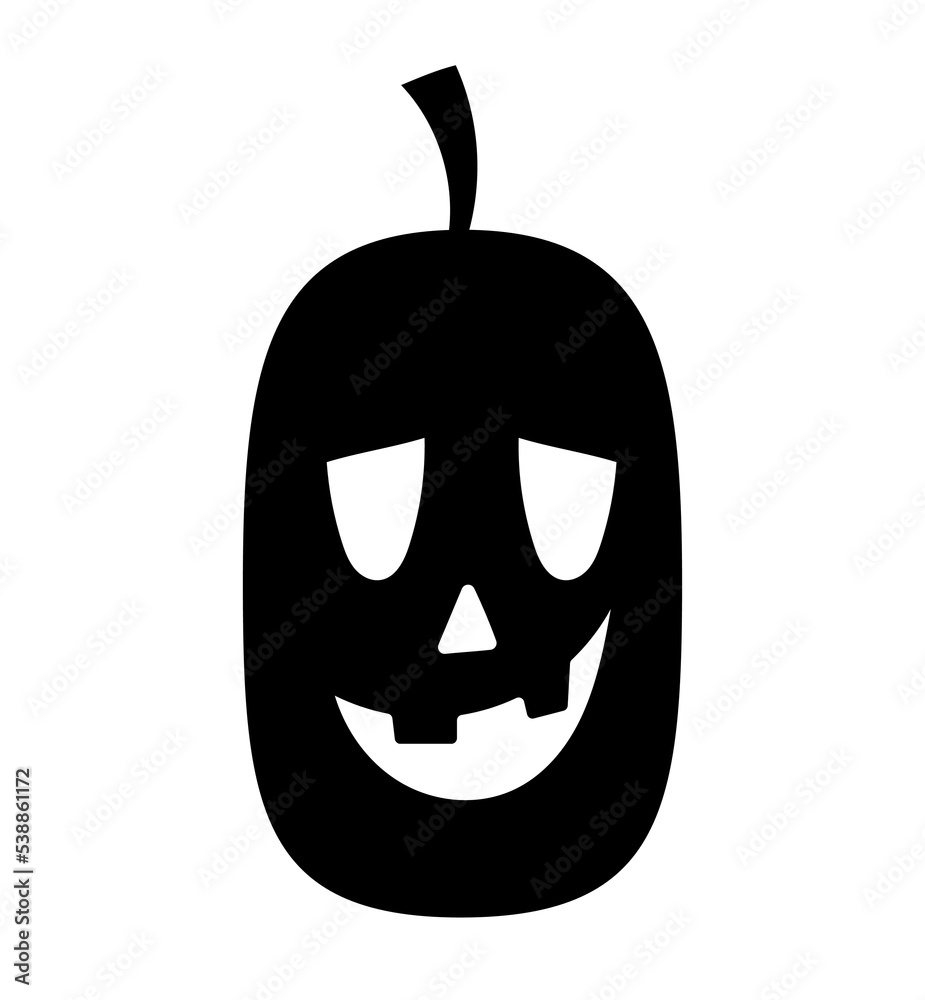 Halloween pumpkin silhouette. Round and scary vegetable. Facial expressions and emotions, feelings. Symbol of international holiday of horror and fear, abstract logo. Cartoon flat vector illustration Halloween pumpkin silhouette. Round and scary vegetable. Facial expressions and emotions, feelings. Symbol of international holiday of horror and fear, abstract logo. Cartoon flat vector illustration