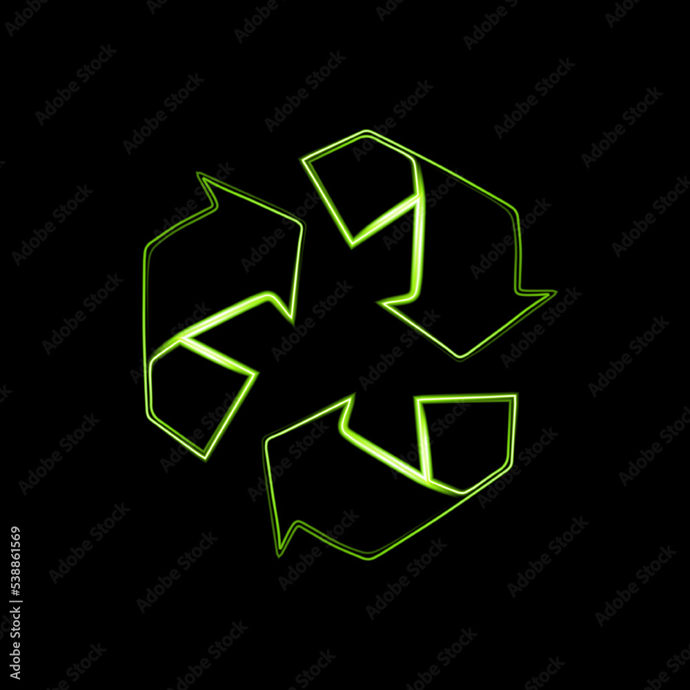Obraz premium Vector icon of recycling with neon effect.