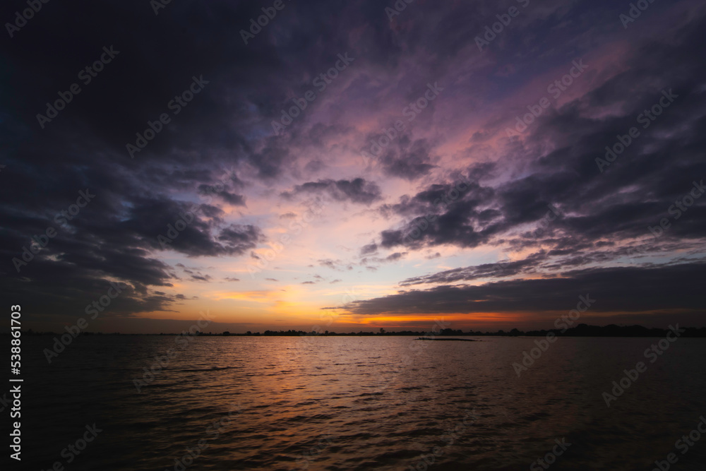 Fototapeta premium Dark rain clouds in the evening a rich black sky before thunderstorm