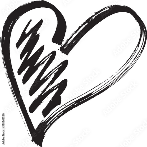 Czarne serce, symbol miłości i zakochania narysowany czarnym markerem. photo