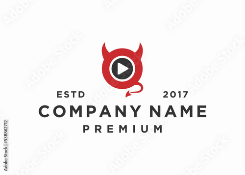 devil music logo design vector illustration template