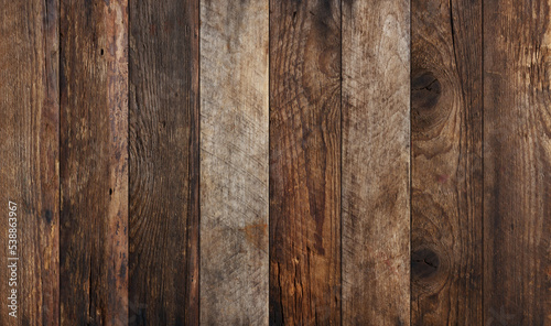 Old vintage wooden texture, weathered rustic dark wood background from planks